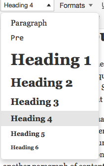 Heading Examples from Pressbooks Visual Style Editor.