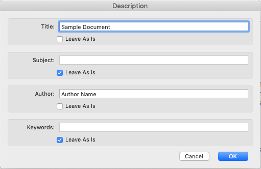Image shows the changes that need to occur in the descriptions dialog box.