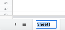 Image demonstrates the location of the sheet title when renaming a sheet.
