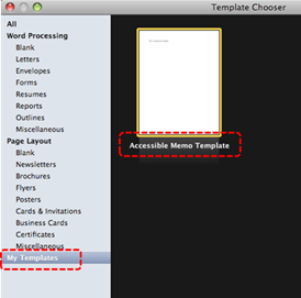 Image demonstrates location of My Templates option and template icons in Template Chooser dialog.