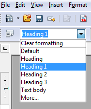 Image demonstrates location of Heading drop-down menu in Formatting toolbar.