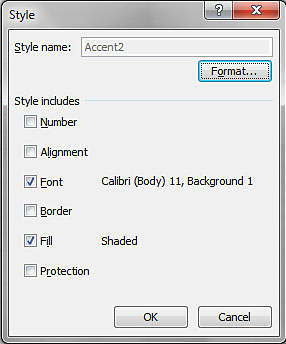Image demonstrates location of Format button in Style dialog.