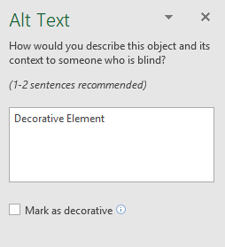 Image shows the Alt Text menu where image descriptions can be added.