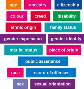 Protections under the Ontario Human Rights code (see long description).