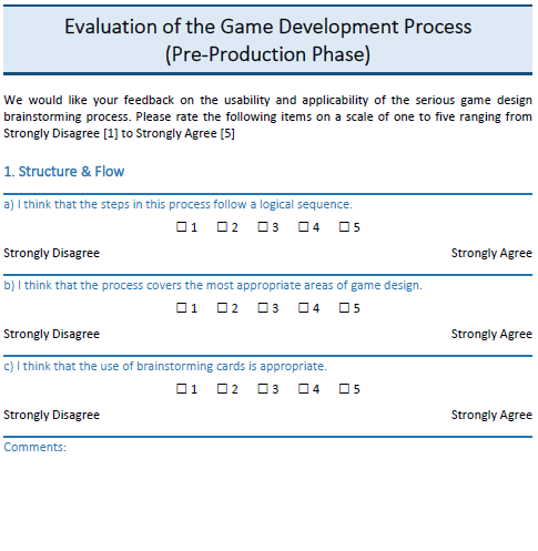 Screenshot of the evaluation questionnaire