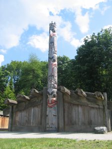 This is a depiction of a Northwest Pacific longhouse located in British Columbia