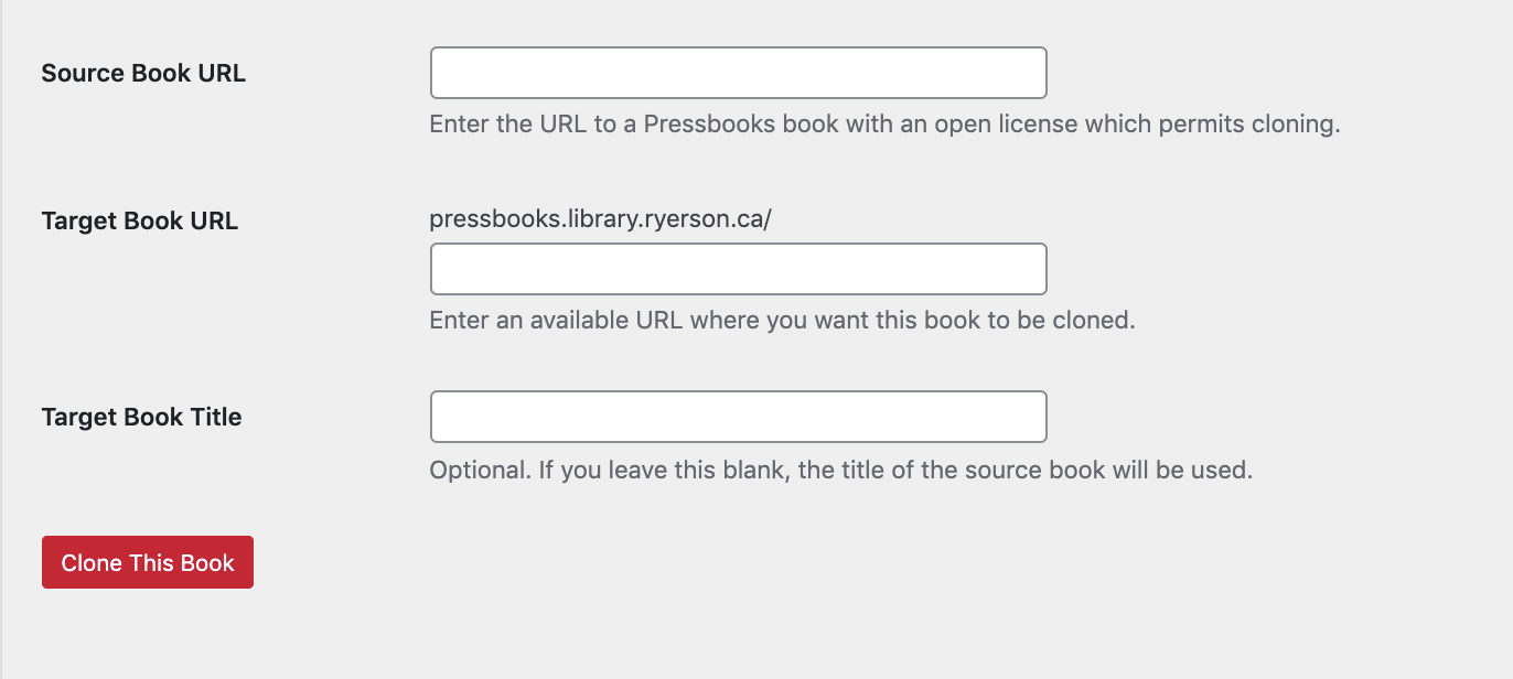 Screenshot showing where to enter book url, target book url and title