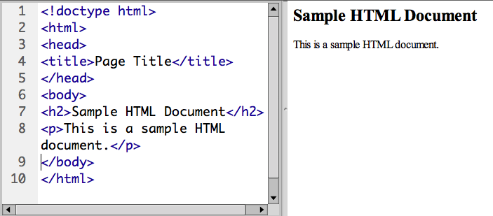 Screenshot: sample HTML document