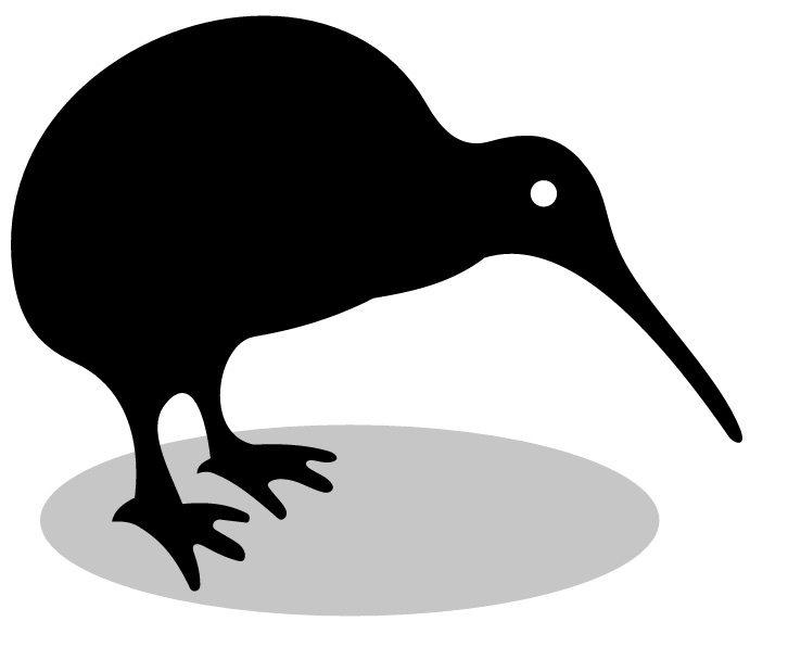 A vector-graphic drawing of a bird Kiwi drawing saved in SVG format created in Adobe Illustrator