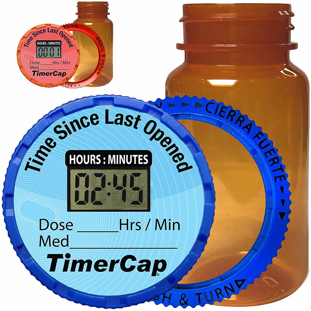 Prescription cap with a built-in LCD timer called TimerCap
