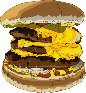 Triple patty burger.